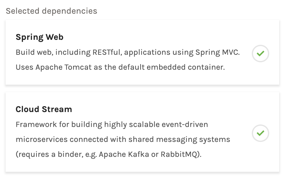Sping Initializr Dependencies