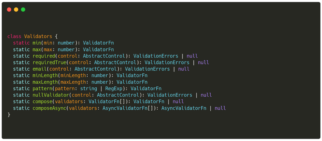 Validações padrão